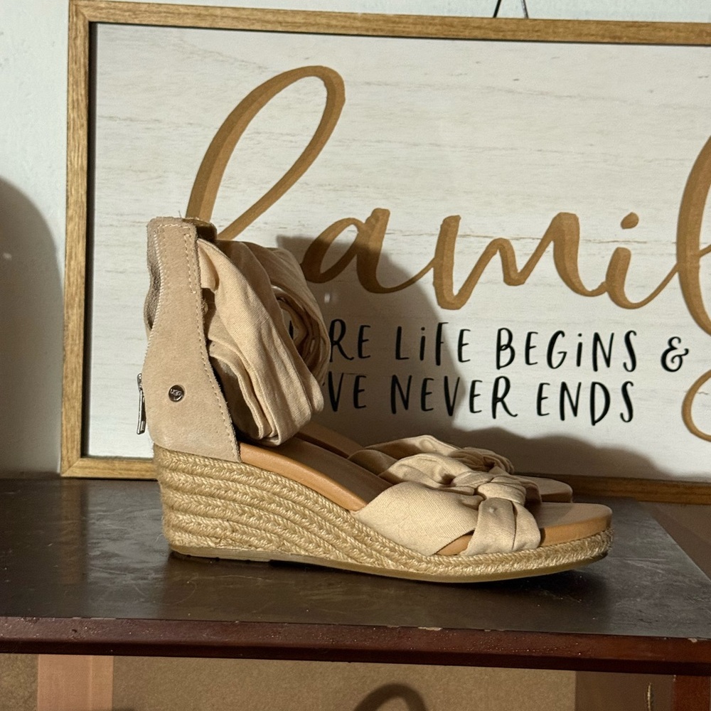 Ugg Beige Wedge Sandals